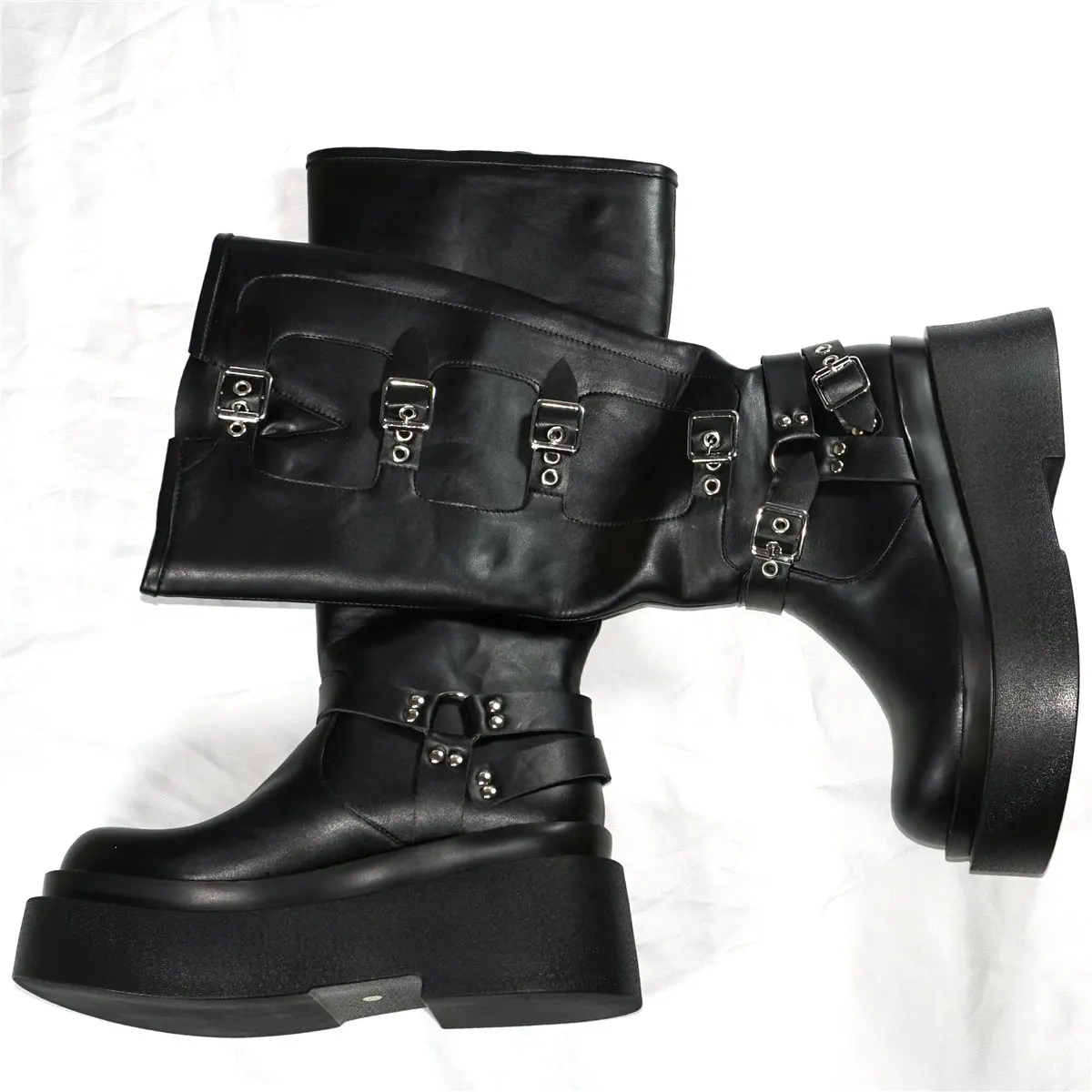 Thigh High Platform Pumps Shoes Women Slip On Wedges High Heel Knee High Boots Female Round Toe Fashion Sneakers Casual Shoes