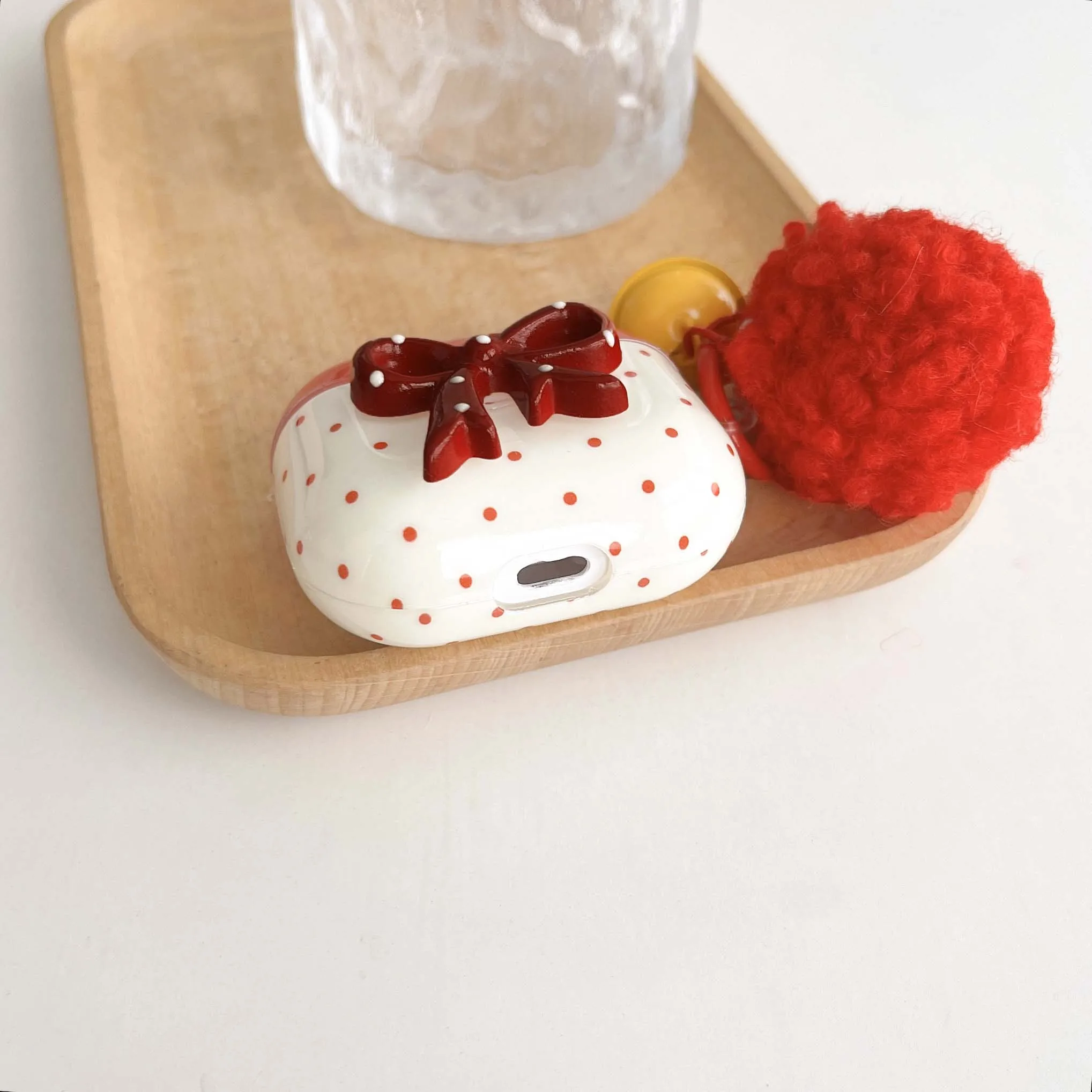 3D бант ins красный с новым годом плюшевые подвесные наушники для apple airpods 1 pro 2nd 3 2