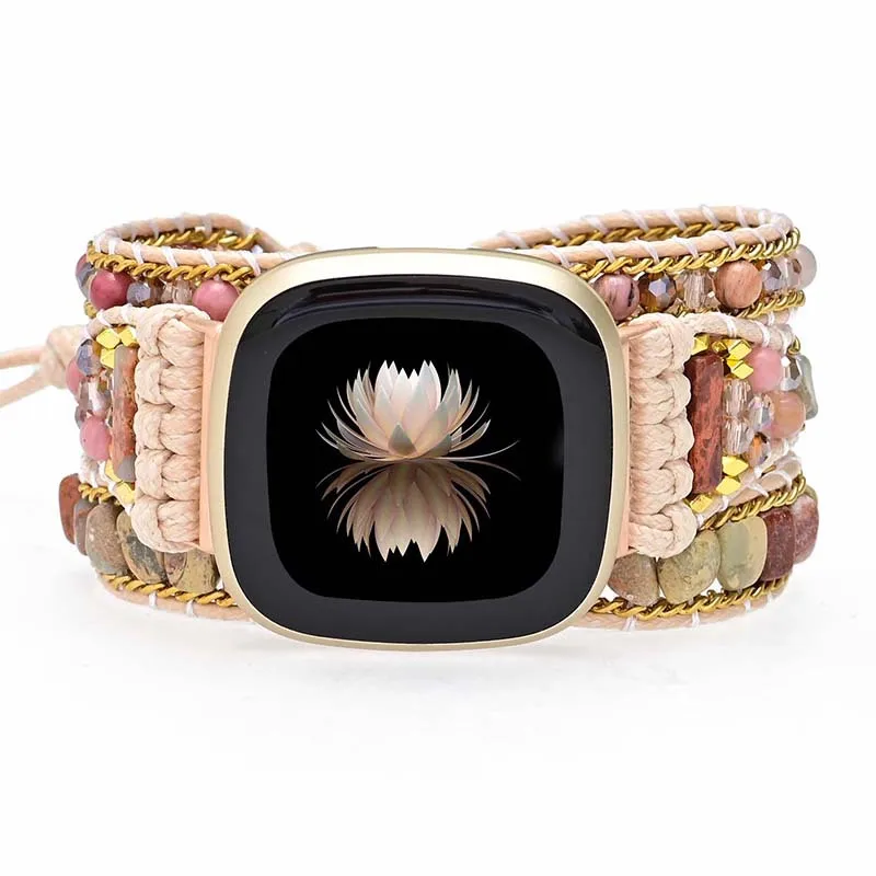 Nature Gemstone Bohemian Strap For Fitbit Versa 1 2 3 Band Bracelet Watchband Wristband  For Fitbit Sense Versa Lite Strap