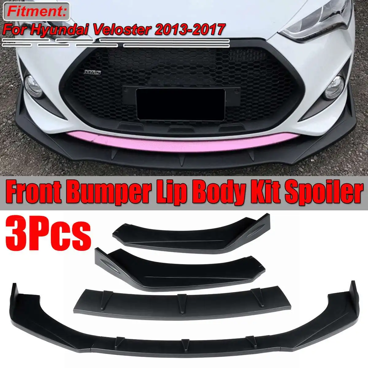 

Veloster Lip Car Front Bumper Splitter Lip Body Kit Spoiler Diffuser Deflector For Hyundai Veloster 2013-2017 Car Accessories
