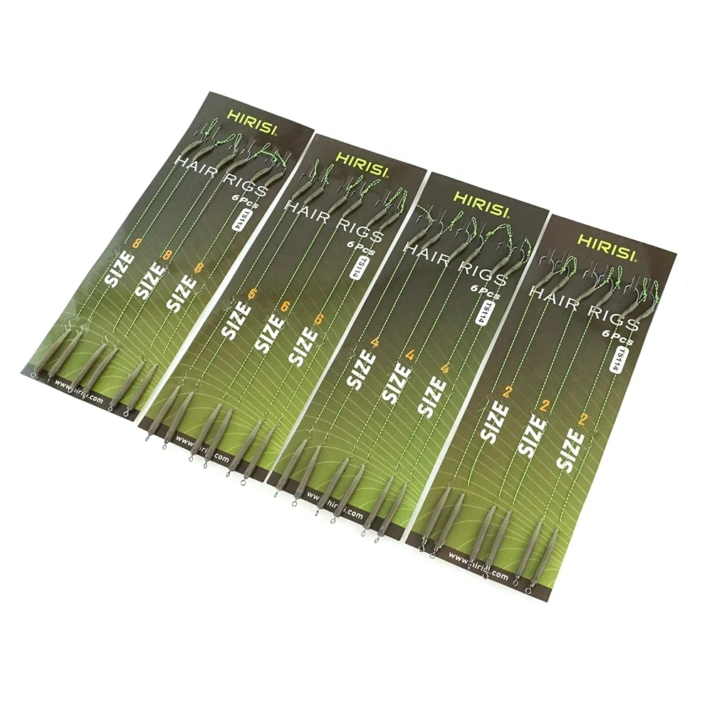 Рыболовные привязанные крючки Hirisi 6 шт. готовые для ловли карпа с V-образным