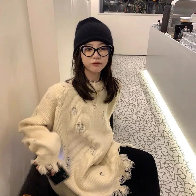 Женский винтажный трикотажный свитер