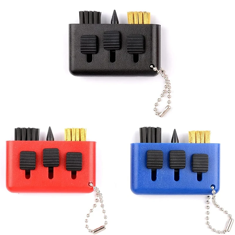 

3 Pcs Golf Club Brush And Pocket Club Groove Cleaner 3-Pack Cleaning Tool Sharpener 3 In 1 Pocket Tool,Golf Accessories