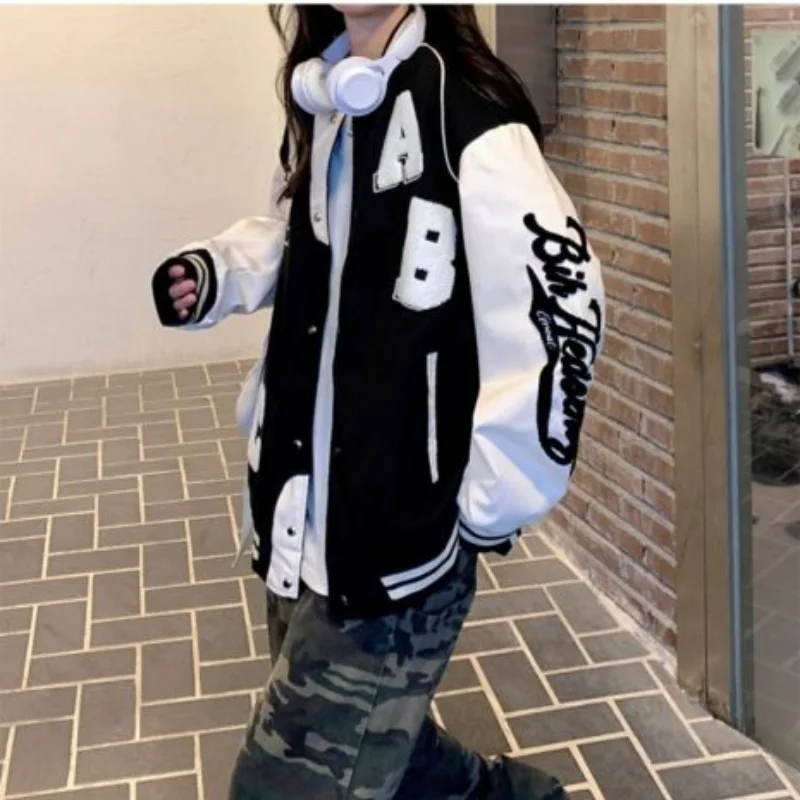 Deeptown Vintage Bomber Jacket Women Harajuku Fashion College Uniform Varsity Baseball Jackets Female Oversized Streetwear Y2k images - 6