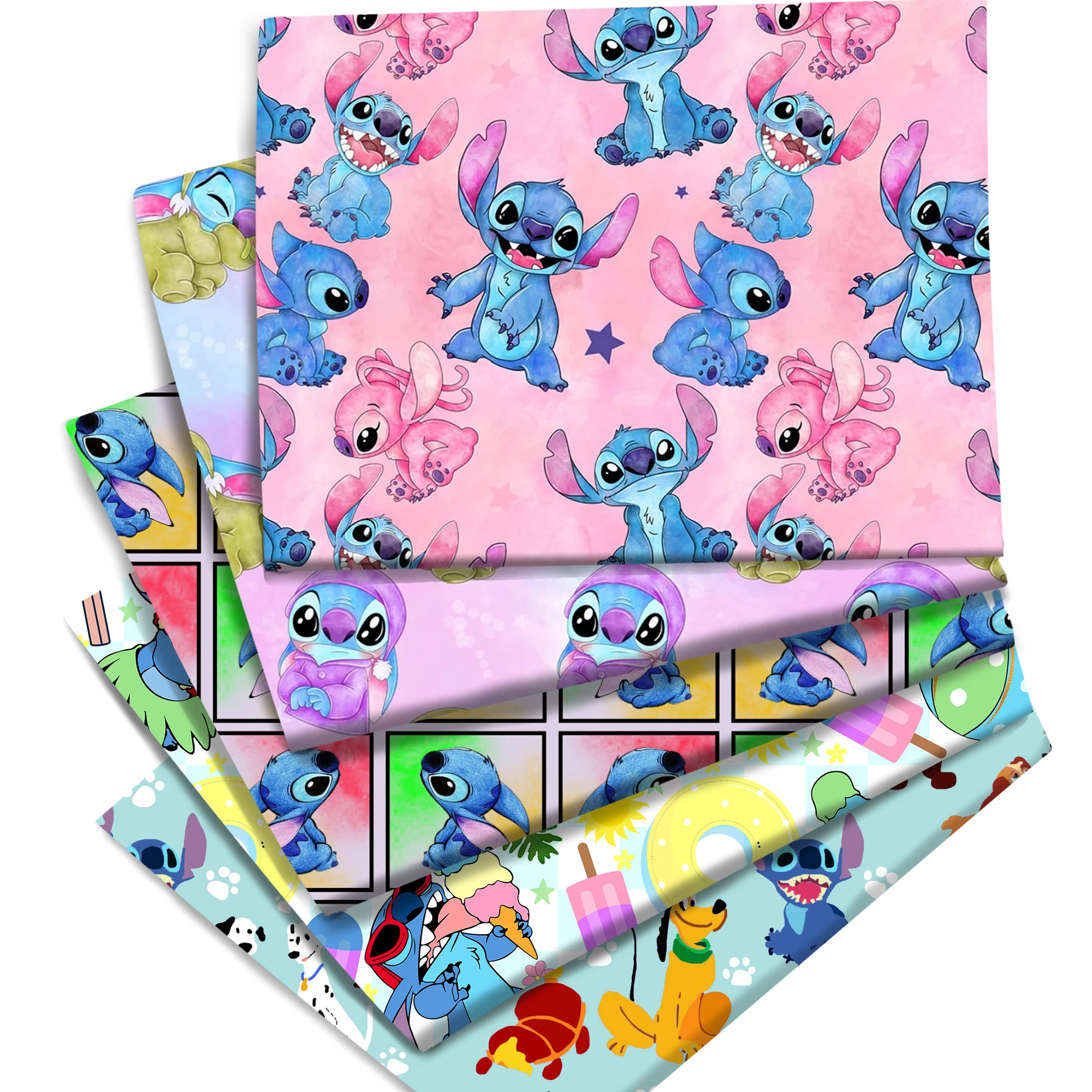 Распродажа ткань из хлопка с принтом Лило и Ститч Disney для шитья квилтинга