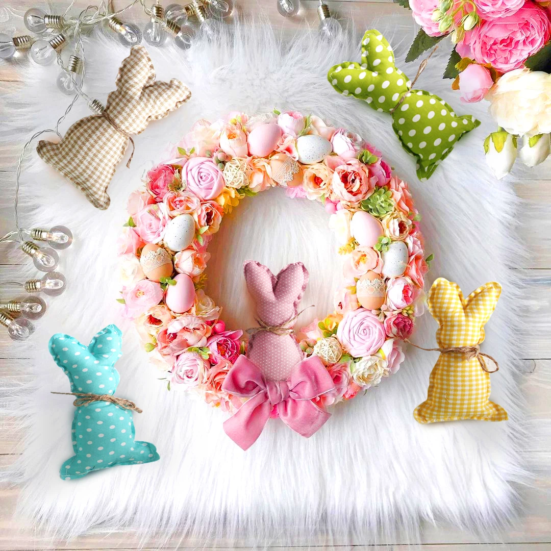 

Хлопковое украшение для кролика, 2 размера, подвеска для кролика из цветной ткани на Пасху, украшения для домашвечерние, товары для творчест...