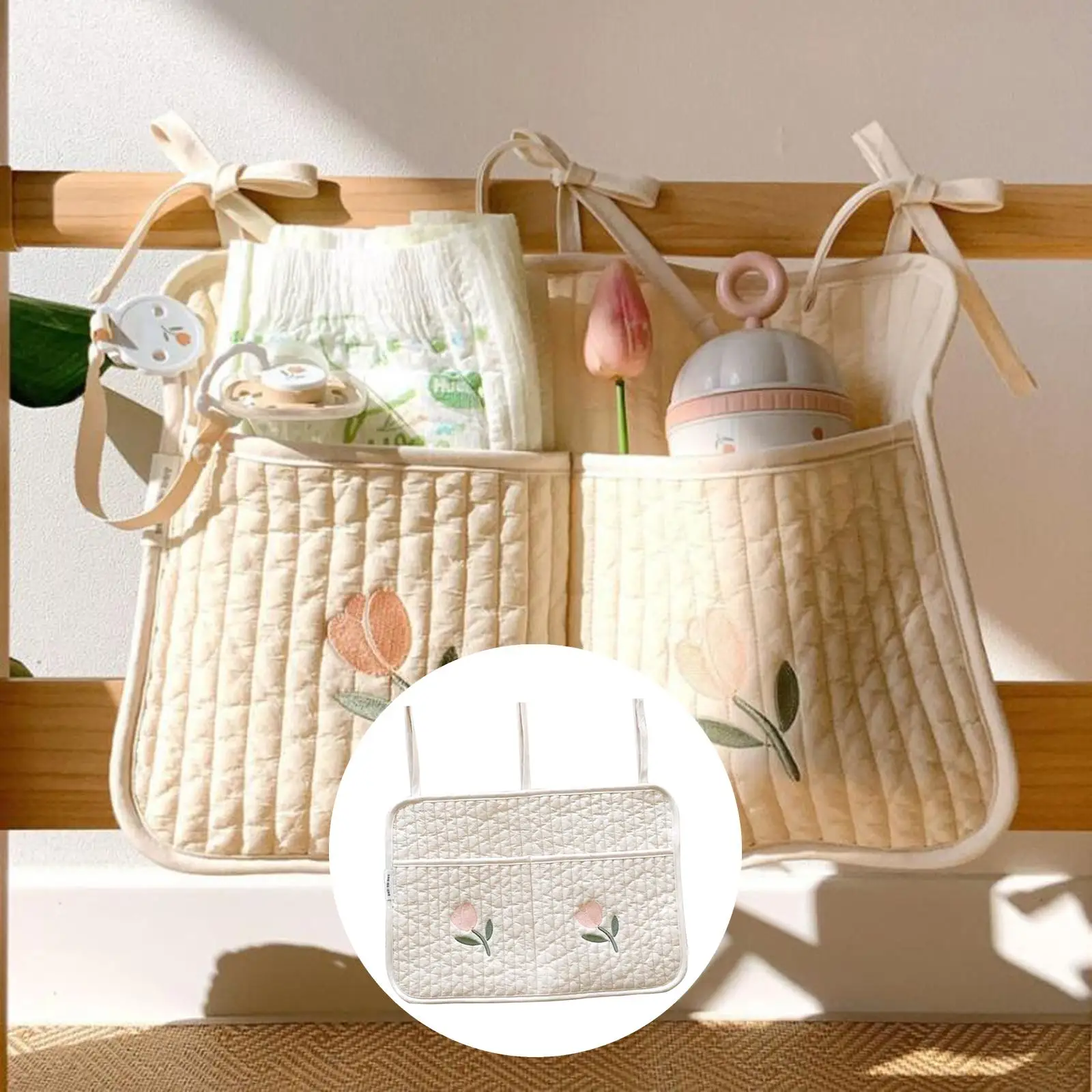 Baby Diaper Bag Put Up Storage Pouches for Bed Bibs UP Tulip Large |