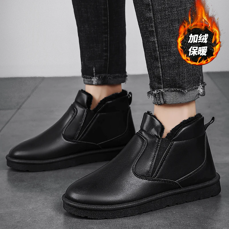 

Martin Boots Men's Winter High top Leather Shoes British Style Suede Warm Cotton Shoes Snow Boots Men's Work Boots