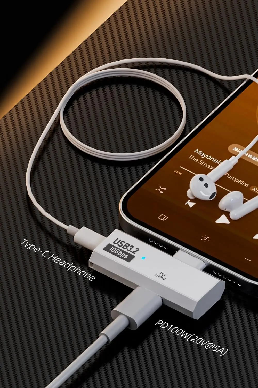 Двойной адаптер для наушников USB C с портом для зарядки 100 Вт, разветвитель USB типа C 2-в-1 для Rog Ally, Steam Deck, Quest 2, iPad (art.: 3920cd0709ede) - 3920cd0709ede