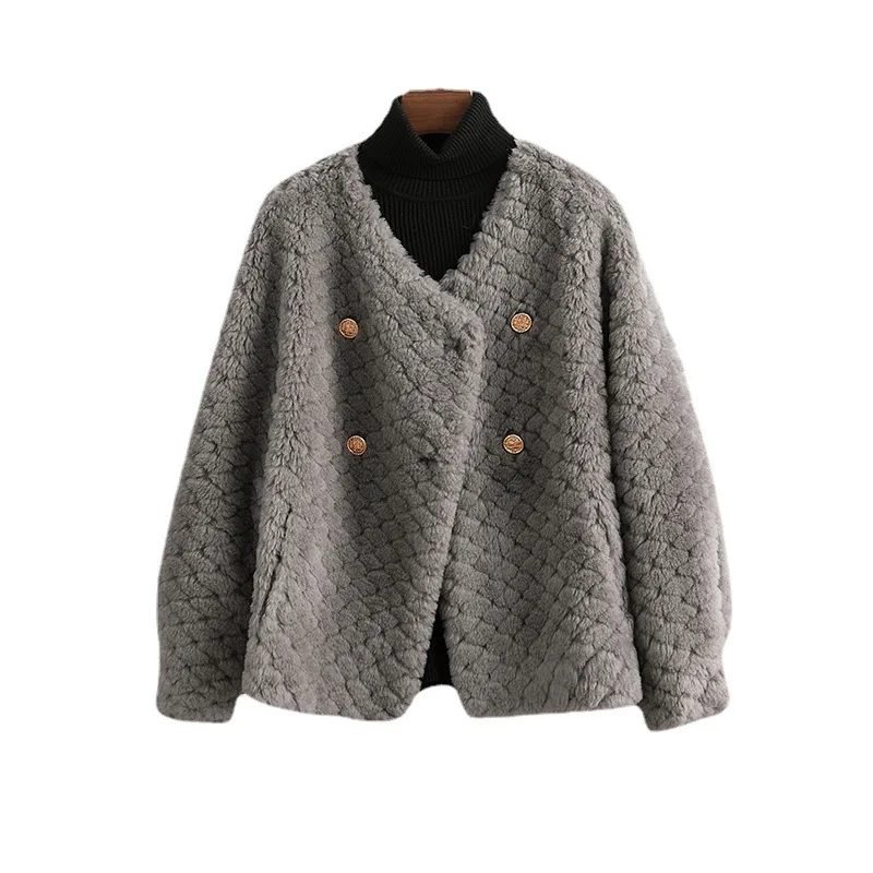 Autumn Winter Jacket Women 2022 New Korean Fashion Sheep Sheared Wool Pelleted Casual  Button Faux Fur Coat Famale Clothing Top