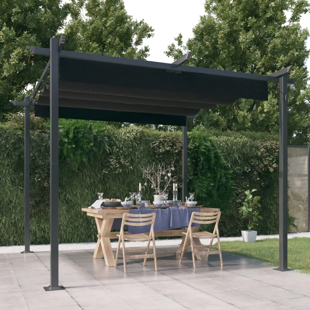 

Garden, Garden Decoration, Gazebo with Retractable Roof 3x3 m Anthracite