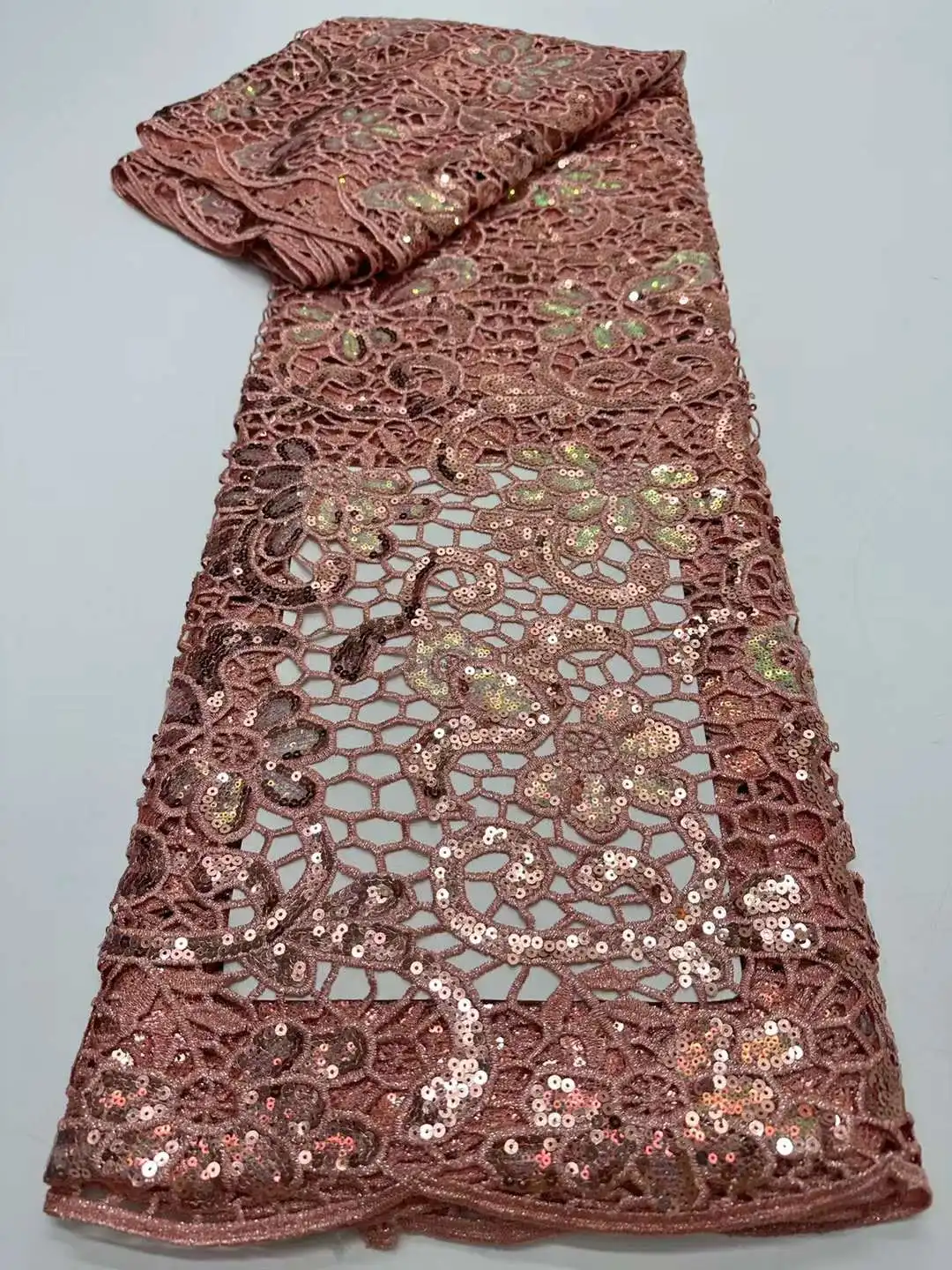 Золотая кружевная ткань нигерийский гипюр шнур 2024 Высококачественная