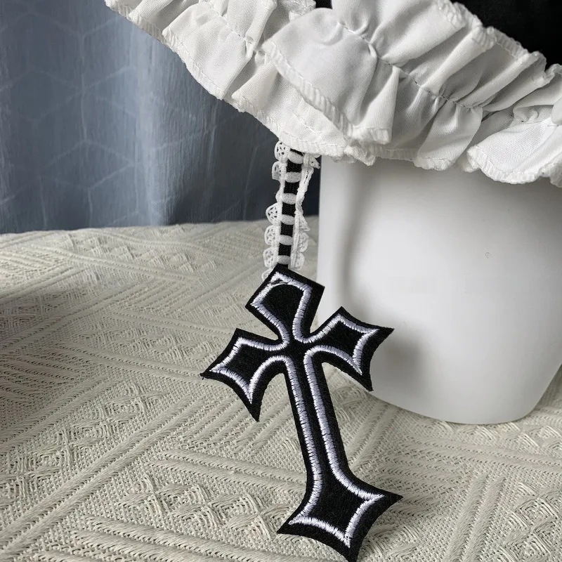 Фото Корейская популярная короткая юбка Cross Goth Jiri Kei с милыми рюшами, черные мини-юбки Kawaii Lolita Cake для девочек, многослойная юбка Y2k №4