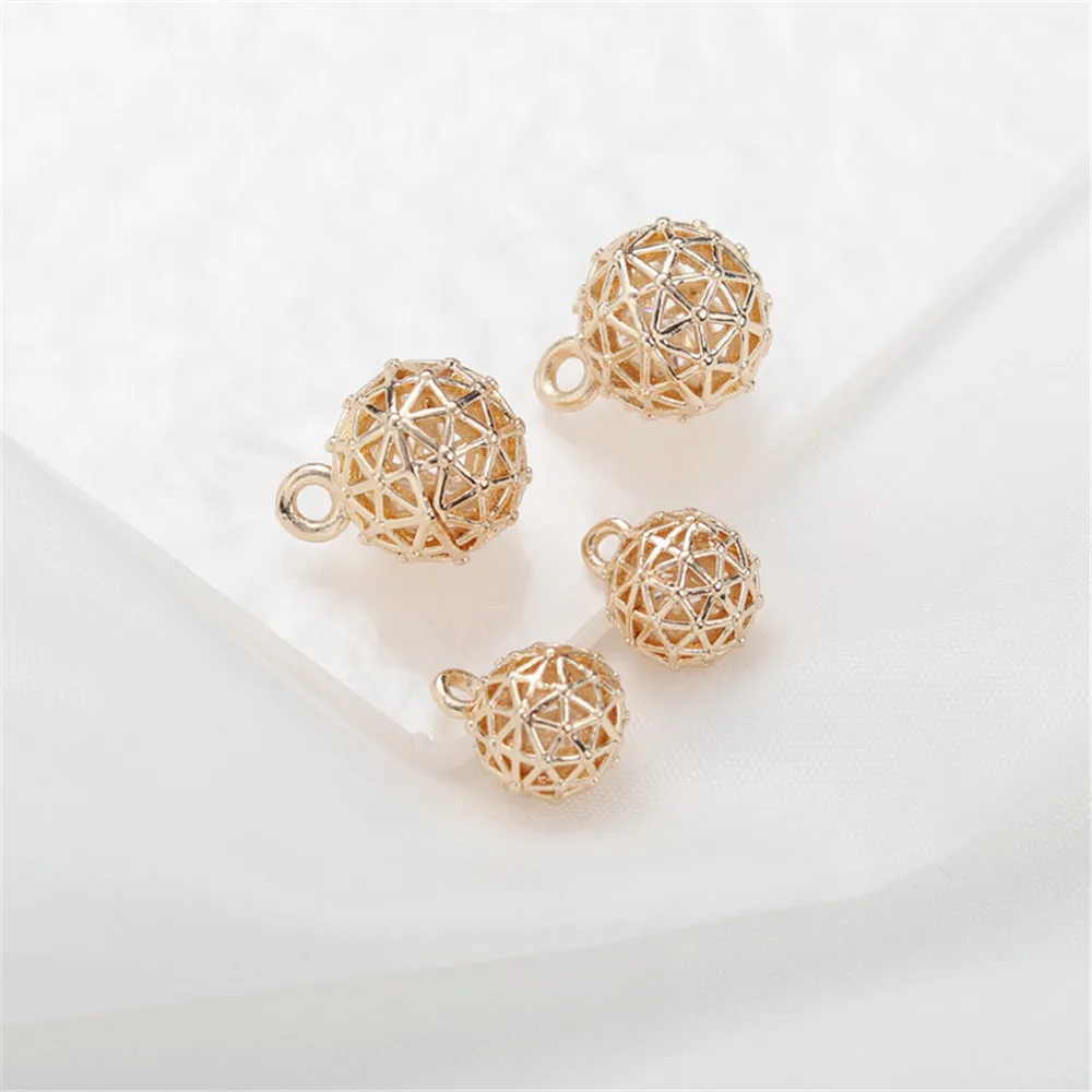 

14k gold color retaining hollow zircon nimble 10mm drop ball diy bracelet necklace jewelry pendant accessories
