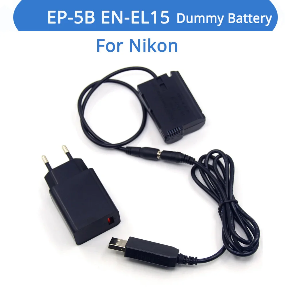 

18W Charger MH-25 USB Cable EN-EL15 Dummy Battery EP-5B Coupler For Nikon Z7 Z6 D7500 D7200 D7100 D850 D810 D800 Camera