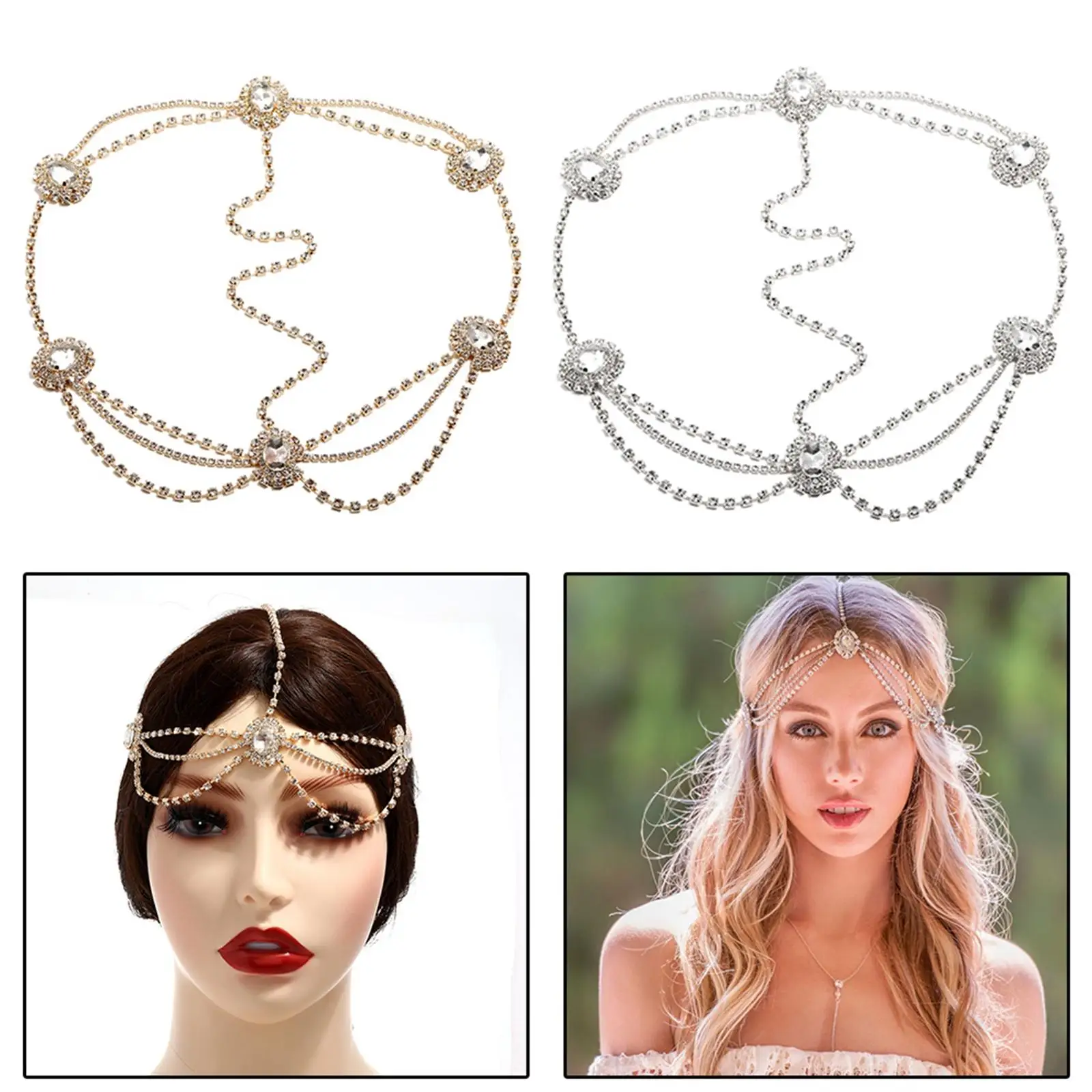 Цепочка на голову Стразы богемные ювелирные изделия бохо лоб для выпускного