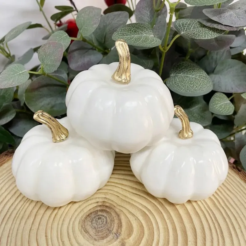 

7x7,8 см украшение в виде белой тыквы на День Благодарения, домашние искусственные тыквы, украшения, праздничный декор, реалистичный реквизит для Хэллоуина