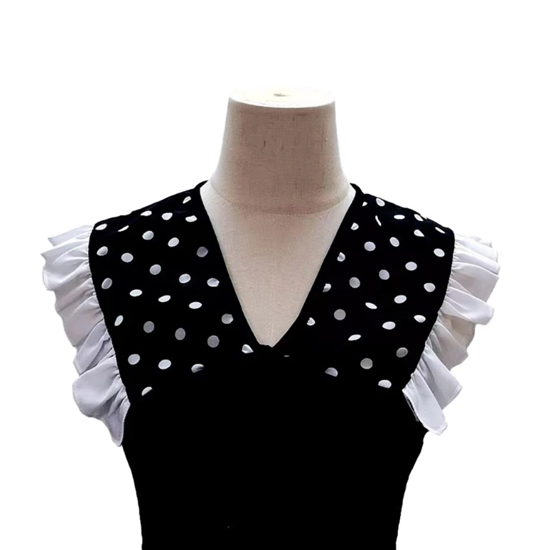 

Винтажный воротник с рюшами, элегантная милая блузка для девочек, элегантная шаль с лацканами