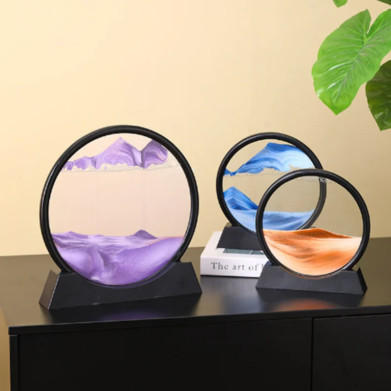 

3D Three-dimensional Hourglass Painting Round Glass Crafts Creative Gifts Desk Decoration Quicksand