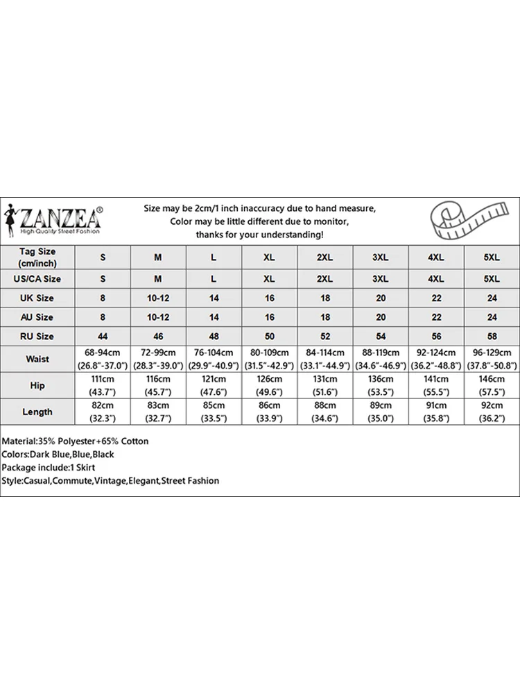 Zanzea Женская Винтажная Джинсовая Юбка