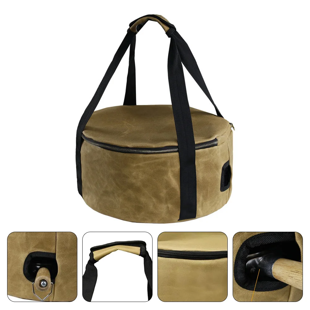 

1pc Handheld Cooker Storage Bag Outdoor Tableware Storage Container khaki