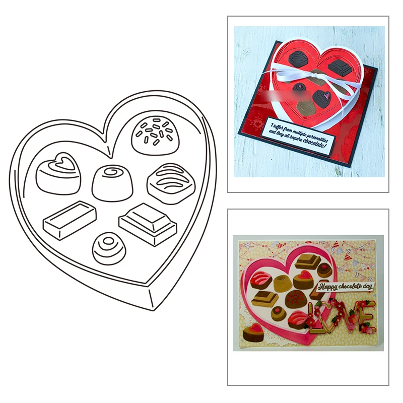 

2021 New Heart Shape Chocolate Box Metal Cutting Dies For DIY Craft Making Paper Greeting Card Album Scrapbooking No Clear Stamp
