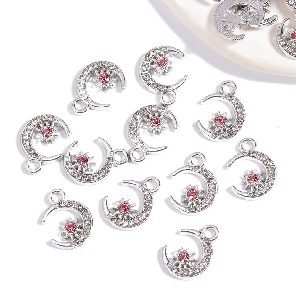 Подвески в виде Луны и звезды из сплава с кристаллами 20 шт./партия 15*11 Y2k оптовая