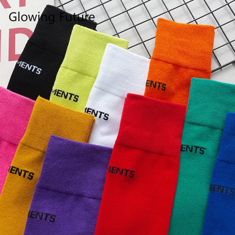 Glowing Future Sweet Candy Women Socks Fashion Harajuku Cute Casual Female Crew Sokken Spring Kawaii Letter Tube Cotton Long Sox