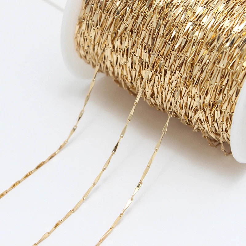 

1M Chain 14K Real Gold Electroplating Color Preserving Bamboo Melon Seed Chains For Diy Bracelet Necklace Accessorie Loose Chain