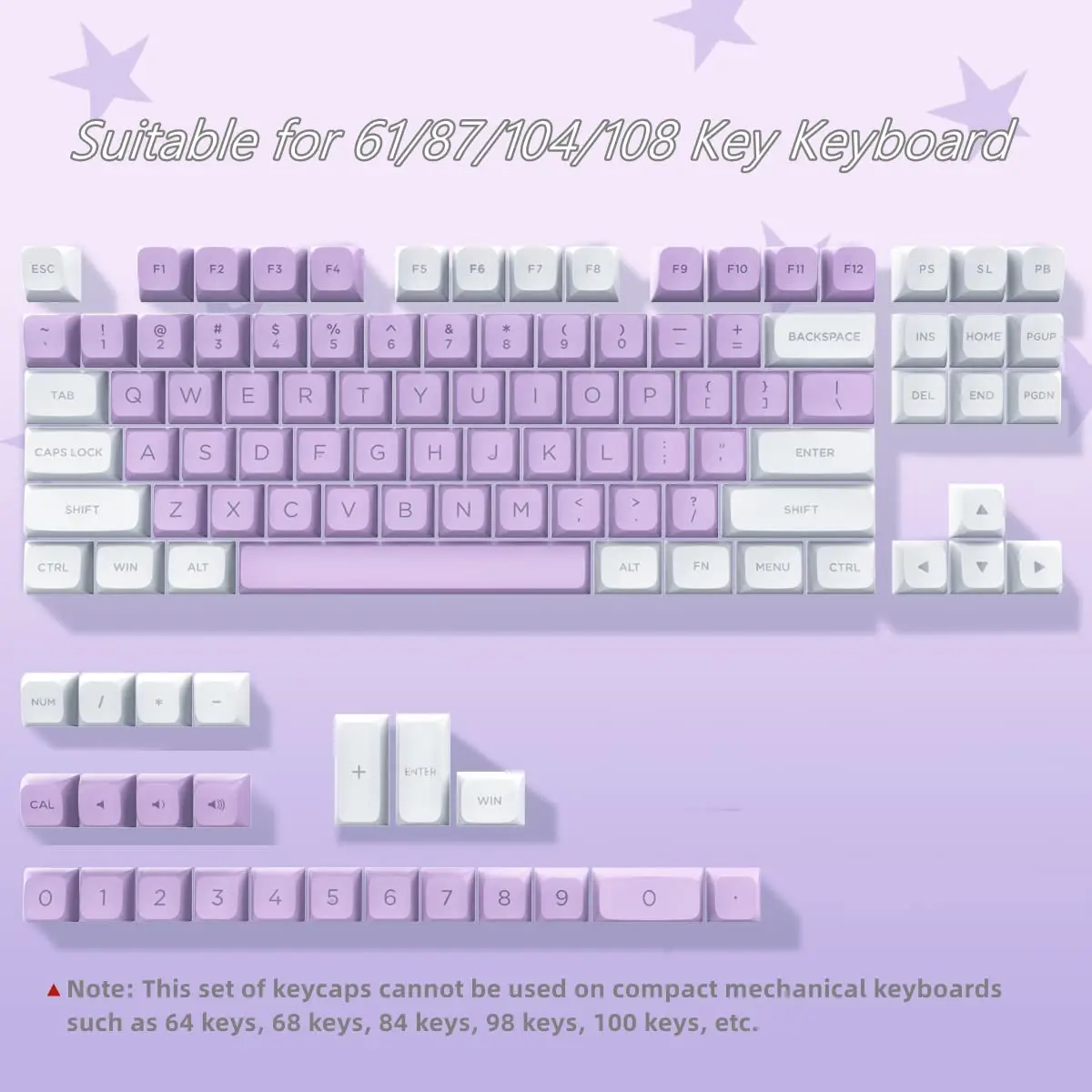 Double Shot XVX Profile PBT Keycaps Purple 110 Keys Custom Keycaps for SK61/Duck/GK61 Mechanical Gamer Keyboard with Key Puller