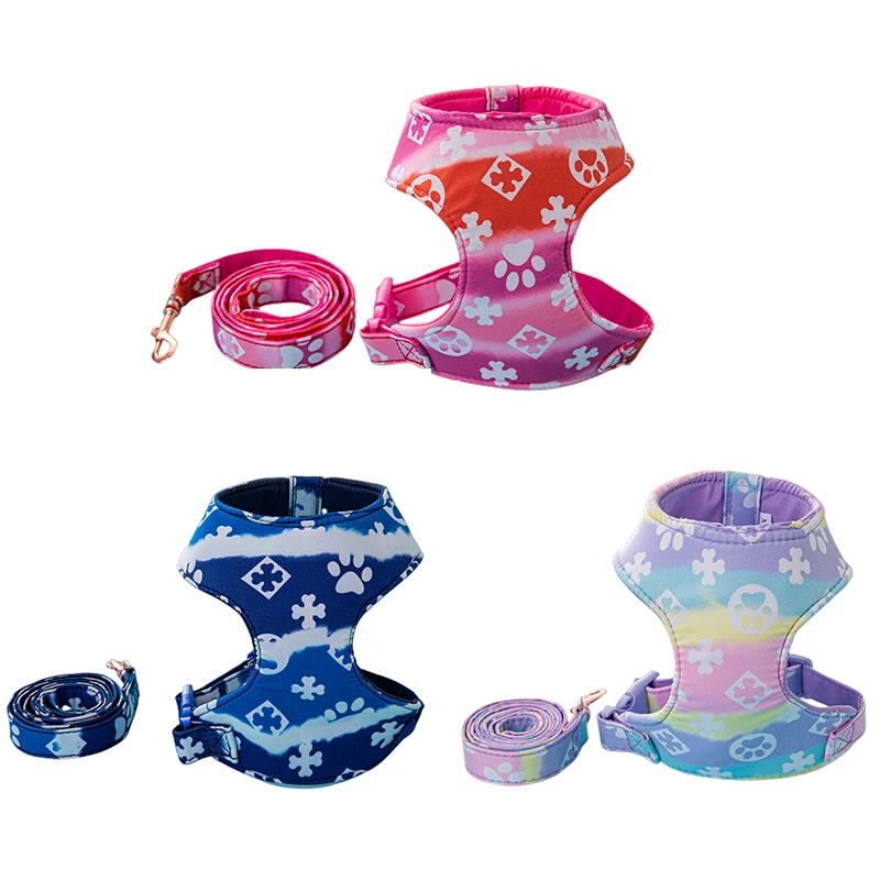 Gradient Tie Dye S-XL Nylon Paw Print Fashion Puppy Accessor