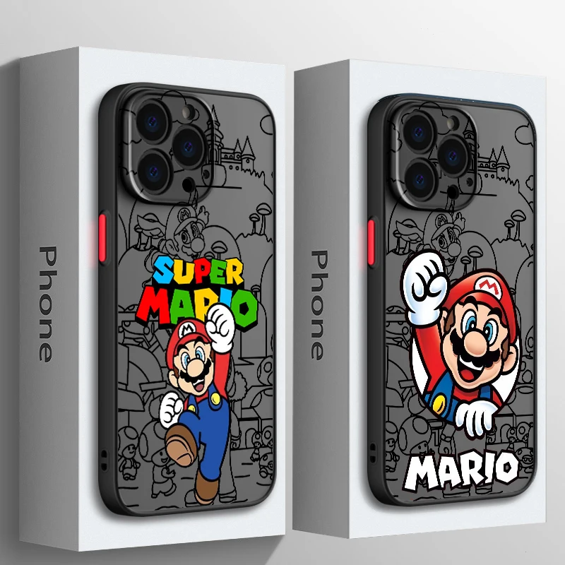 S-Supers MMarios милый мультяшный матовый полупрозрачный для Apple iPhone 15 14 13 12 11 XS XR X 8 7 SE Pro