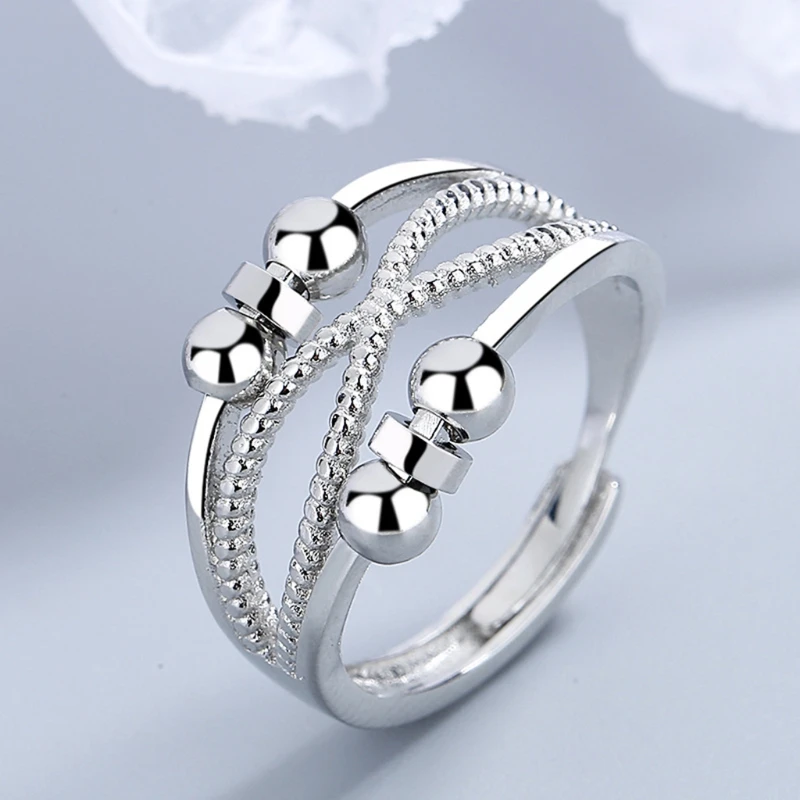 

Unisex Rotatable Ring with Peace Bead Calming Worry Meditation Ring Christmas