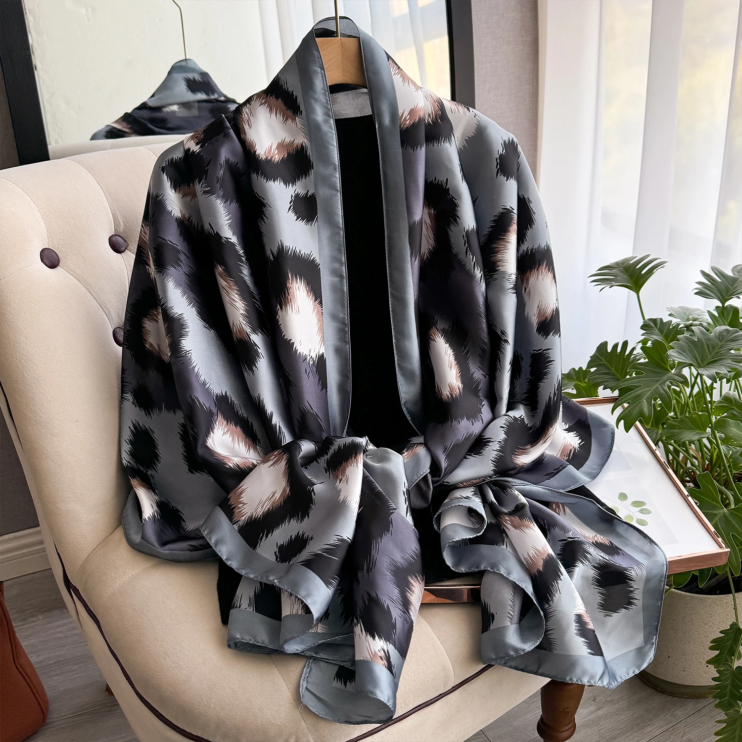 Весенний мягкий шелковый шарф высокого качества женский элегантный с