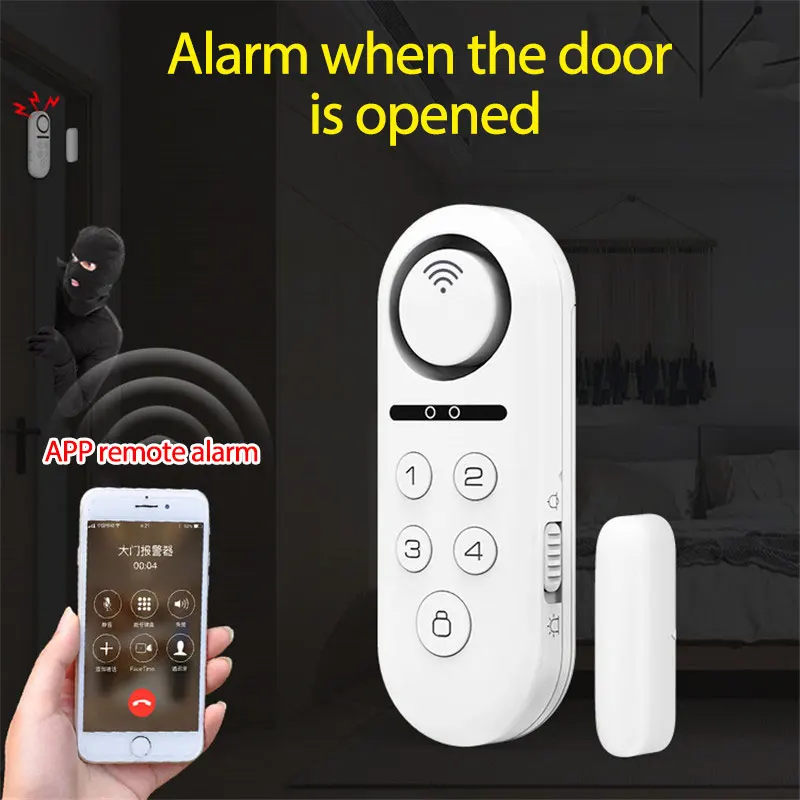 

Door Magnetic Door Sensor Password Disarm Smart Home Smart Door And Window Alarm Remote Sound And Light Wifi Door Window Sensor