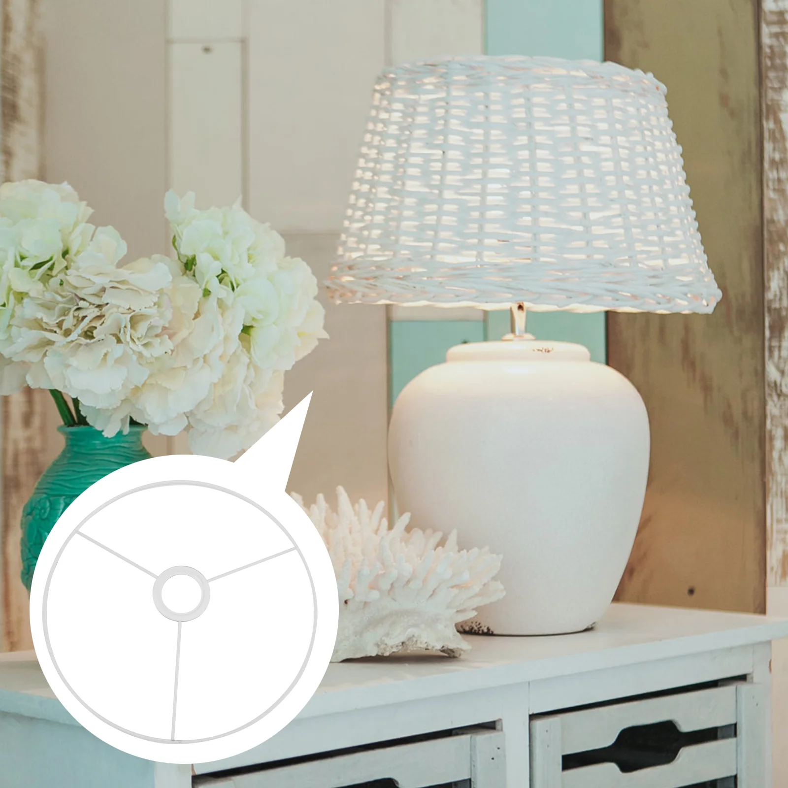 

Iron Bulb Guard Wire Lamp Shade Rings White Chandelier Metal Drum Light Shades Table Lamps Vintage Frame Reducer E27 Round