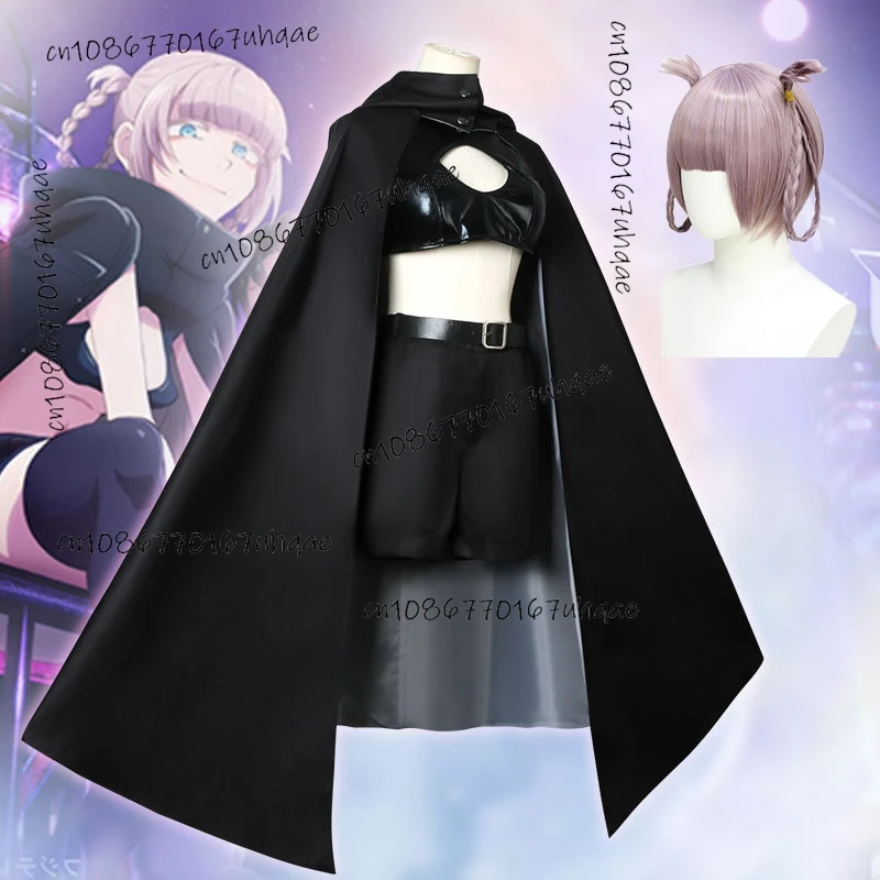 Аниме Yofukashi No Uta Косплей Нанакуса Назуна Костюм Черный Плащ и Парик Полный