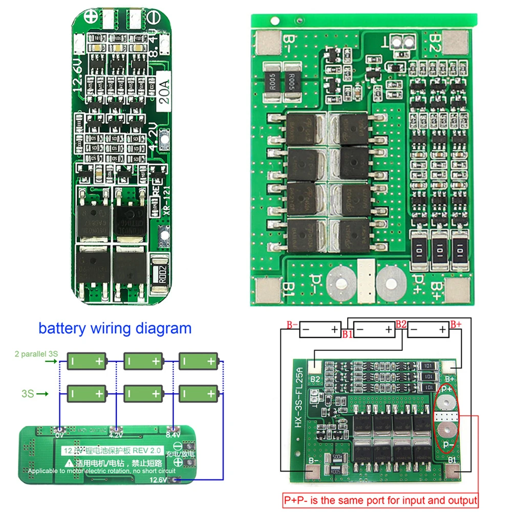 

3S 20A 25A Li-ion Lithium Battery 18650 Charger PCB BMS Drilling Rig Motor Protection Board 12.6V Lithium Battery Free Shipping