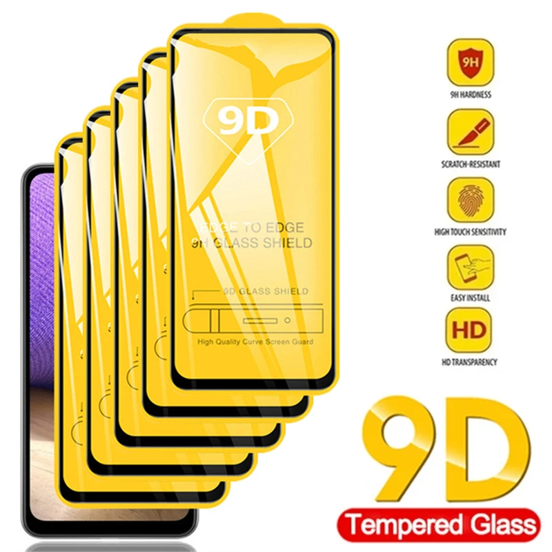 

9D Tempered Glass for Samsung Galaxy S21 S22 Plus S20 FE A13 A12 A22 A32 Screen Protectors for Samsung A52 A72 A53 A52S A71 A21S