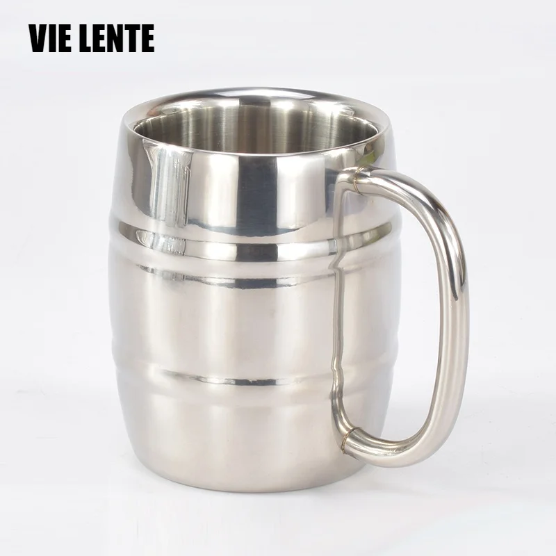 

450ml Stainless Steel Beer Cup Mugs Outdoor Camping Western Tea Coffee Cup with Handle Insulated Portable Water Cup Drinkware