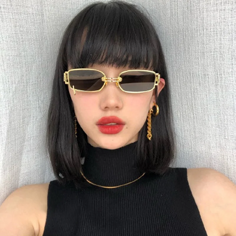 Rectangular Sunglasses Women's Hip Hop Steampunk Sunglasses Small Frame Ring Buckle Punk Metal Hoop Square Glasses UV400 3 Rectangular Sunglasses Women's Hip Hop Steampunk Sunglasses Small Frame Ring Buckle Punk Metal Hoop Square Glasses UV400 3