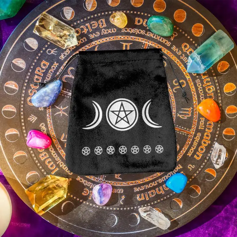 

Velvet Three Reels Tarots Oracle Cards Dice Storage Bag Runes Constellation Witch Divination Accessories Jewelry Dice Bag