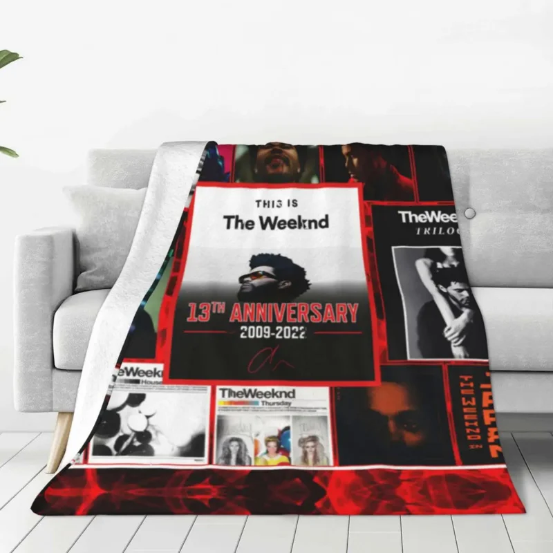 

The Weeknd Flannel Blanket Greatest Albums Hip Hop Throw Blanket for Couch Bed Travel Office Colorful Bedspread Sofa Bed Cover
