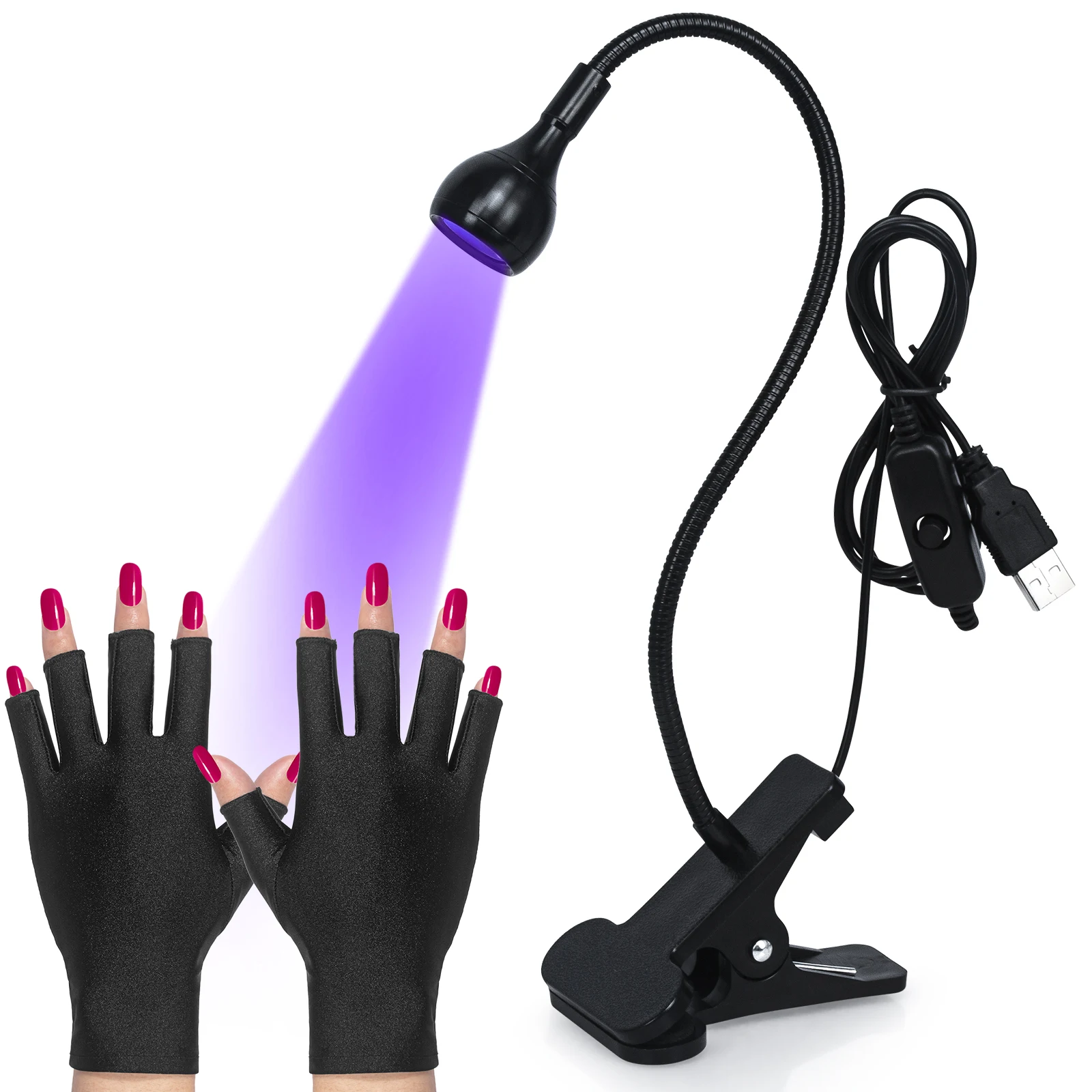 

1 Pair Anti UV Nail Art Glove Protection Anti LED Radiation Protecter For Nail Gel Manicure UV LED Lamp Tool