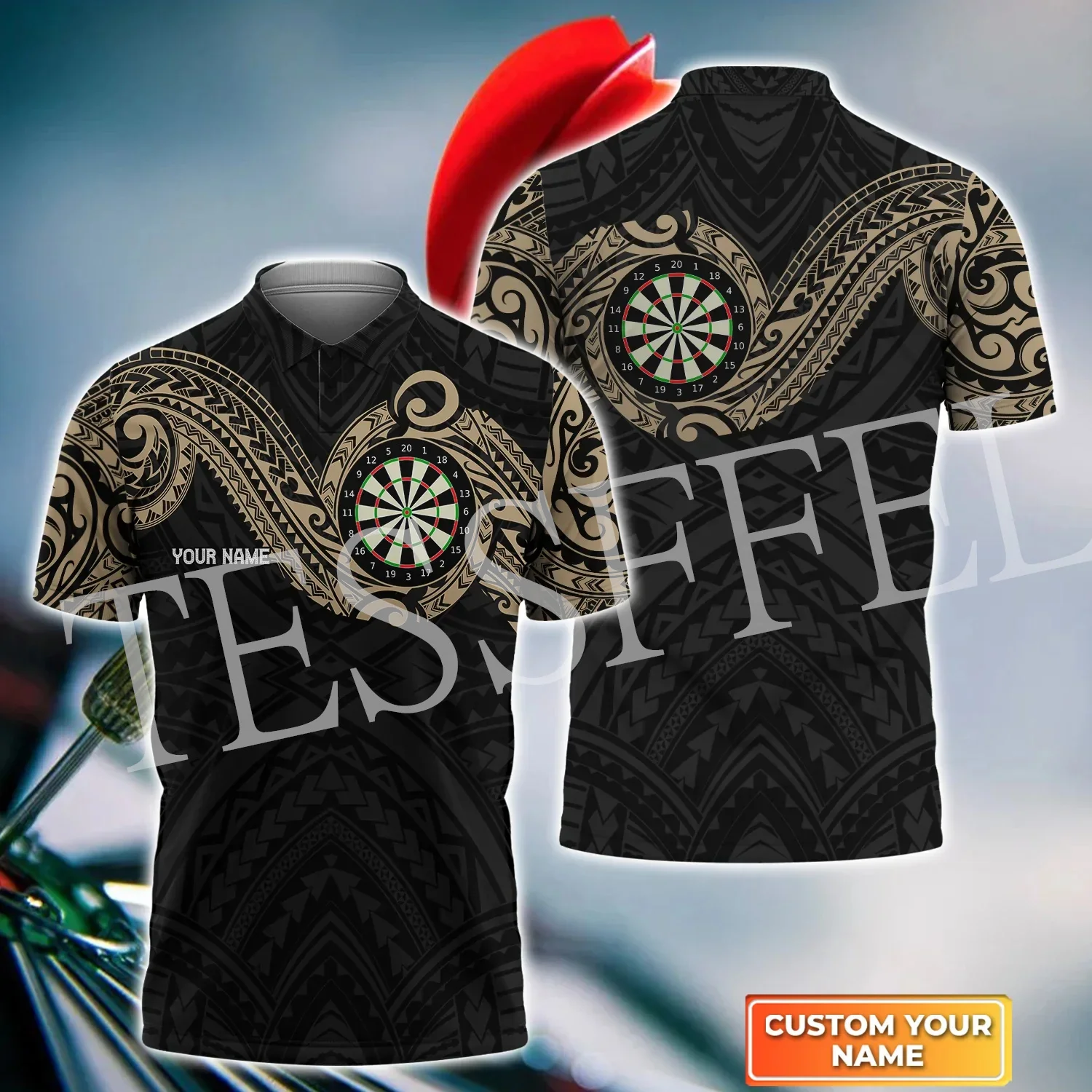 Рубашка-поло в стиле Харадзюку с коротким рукавом и принтом татуировки