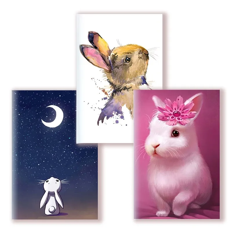 

A5 Notebook Note Book Printing Animal Rabbit Kawai Cute PET Bunny - Diary Tobie Hare Coniglio Journal - Blank Line - Sketch Book