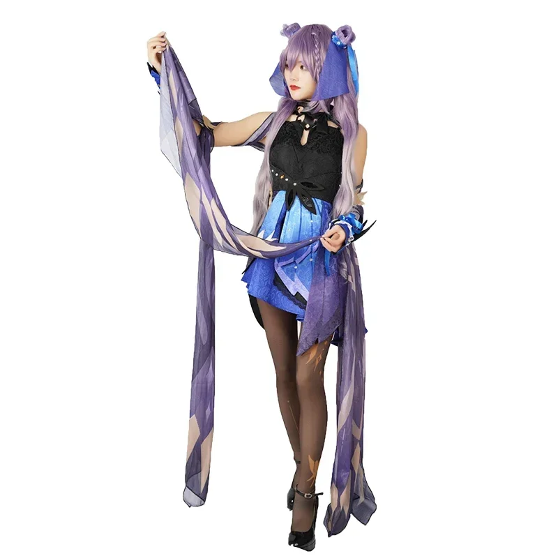 Game Genshin Impact Keqing Cosplay Costume Dress Uniform Wig Full Sets Halloween Costumes Women Anime Splendor New Skin