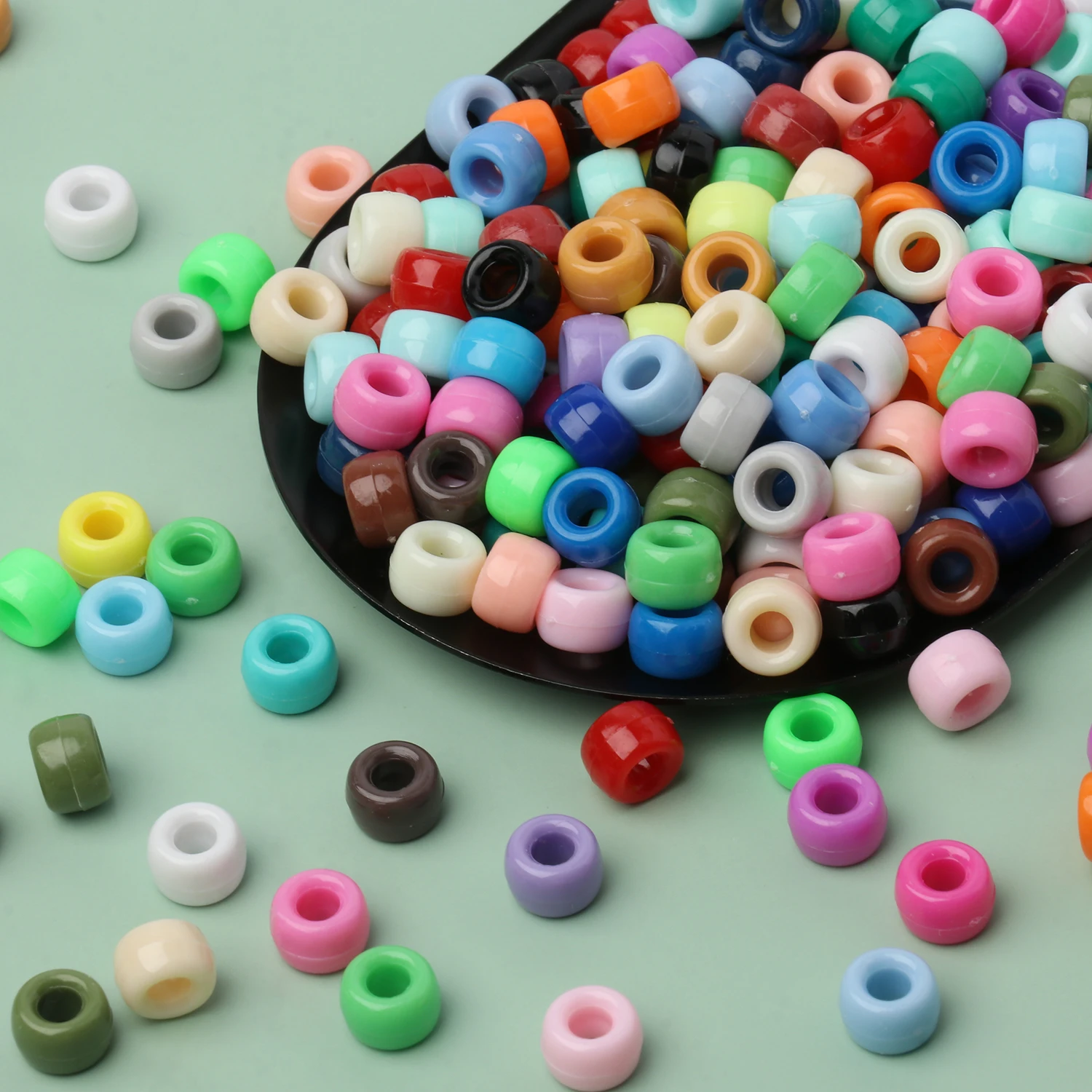 Акриловые бусины с большим отверстием 6 Х9 мм 36 цветов 100 шт.