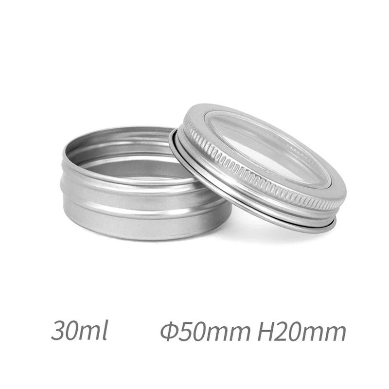 

30Pcs 30ML Aluminum Cans With Clear Top Screw Lid Metal Storage Tins Containers For Storing Spices, Candies, Lip Balm, Cream