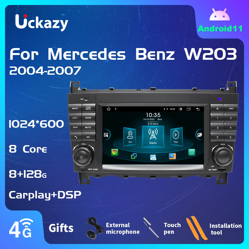 Автомагнитола Uckazy 8 ядер Android 2 Din для W203 11 Mercedes Benz Vito W639 W168 Vaneo Clk W209 W210 M/ML